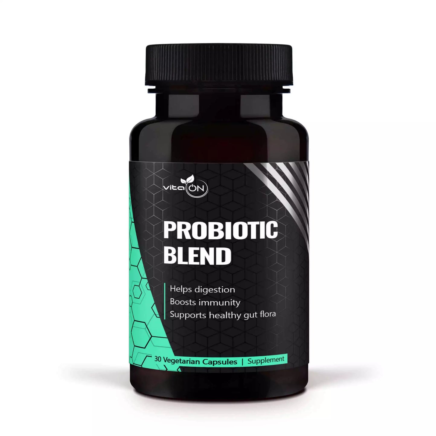 A quality probiotic supplement with a diverse combination of beneficial bacterial strains for gut health and immune support.