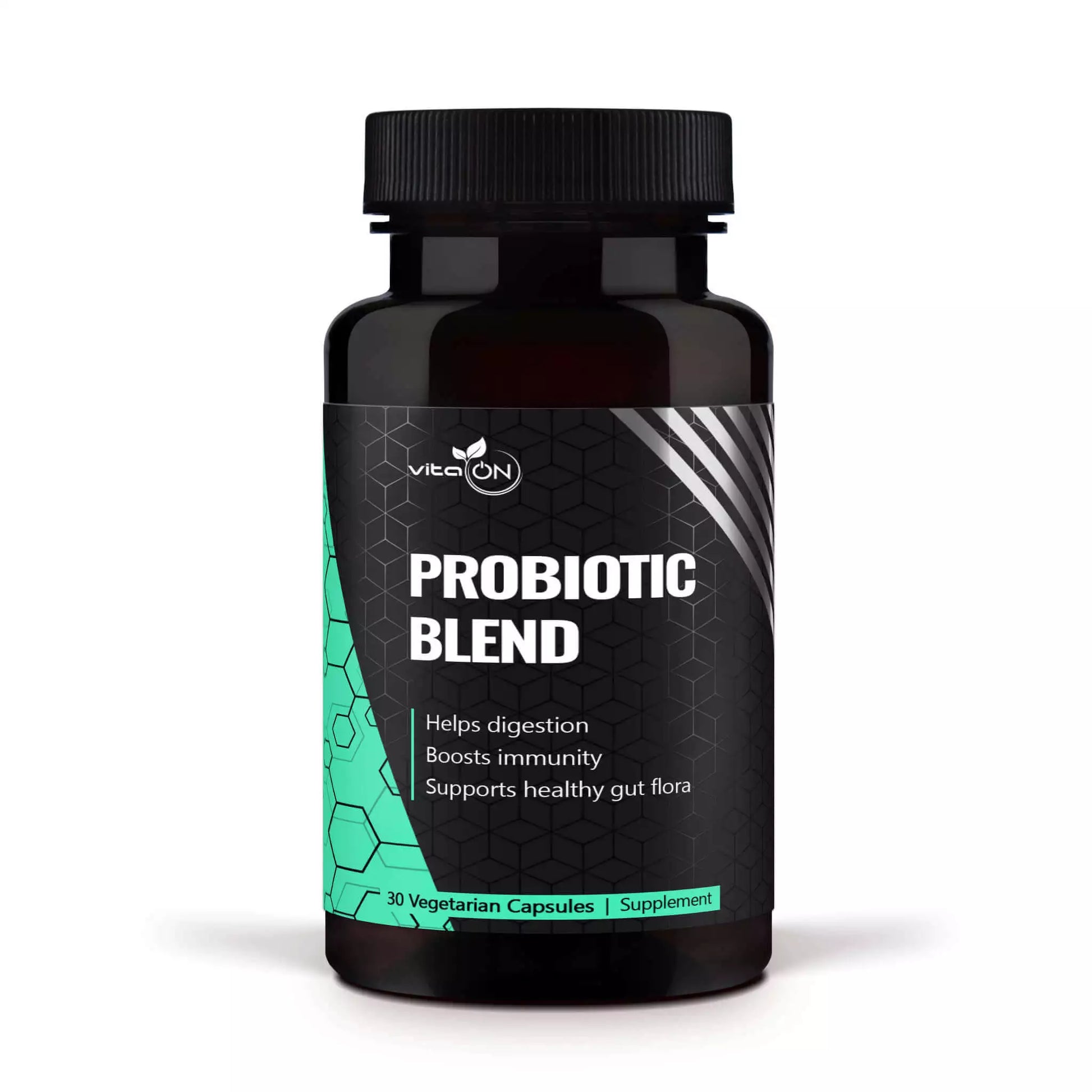 A quality probiotic supplement with a diverse combination of beneficial bacterial strains for gut health and immune support.